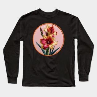 Gladiolus Embroidered Patch Long Sleeve T-Shirt